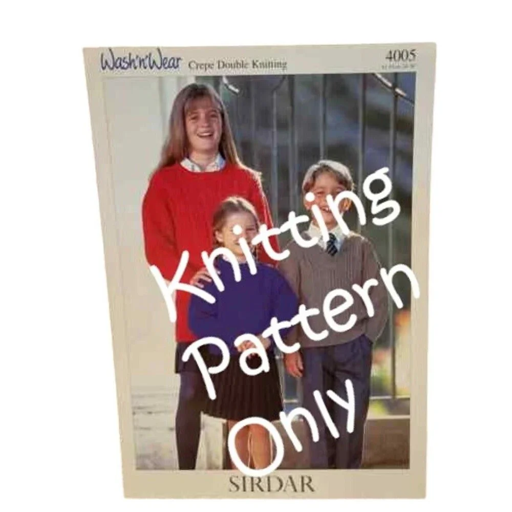 New Sirdar 4005 Wash 'n' Wear Crepe Double Knitting Child Sweater Pattern